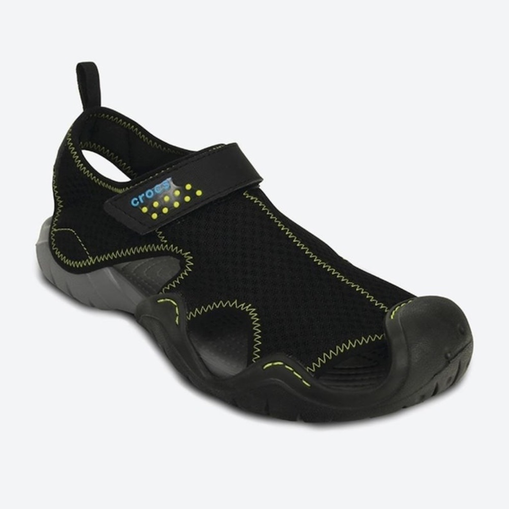CROCS Men's Black and Yellow Swim Shoes